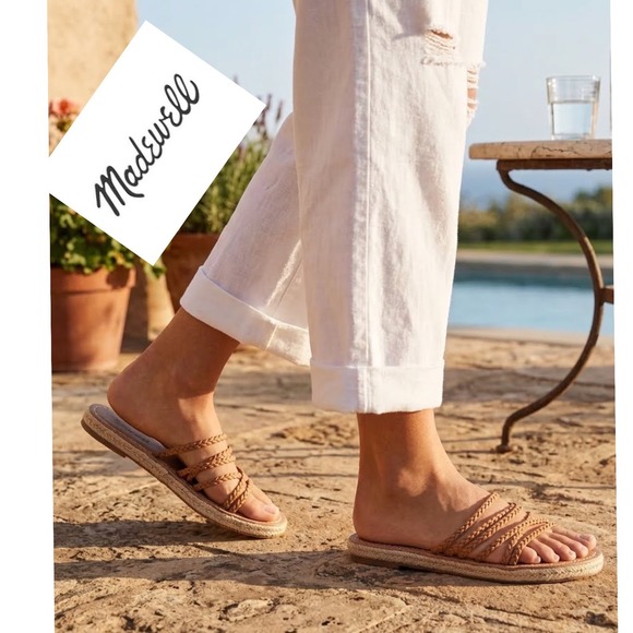 Madewell Shoes - Madewell The Braided Boardwalk Espadrille Slide Sandals English Saddle MD777 8